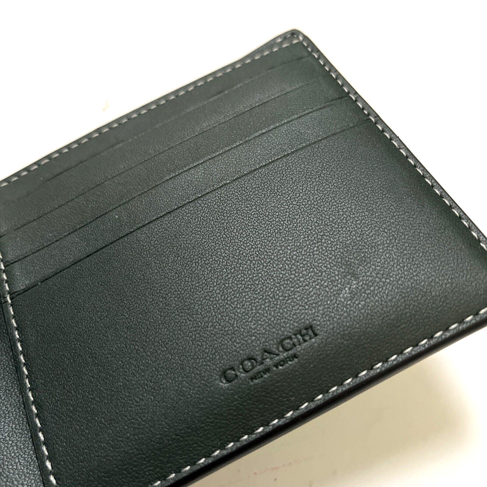 Coach 3-in-1 Signature Canvas Wallet Green Monogram Removable Insert NWT $180 - Picture 6 of 9